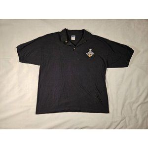 Chicago Blackhawks Embroidered Polo Shirt - Size XL Black -100% Cotton Preshrunk